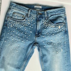Zara Pearl Embellished Jeans